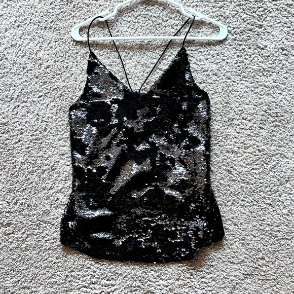 Zara sequined top black size XS NWOT - Picture 1 of 5